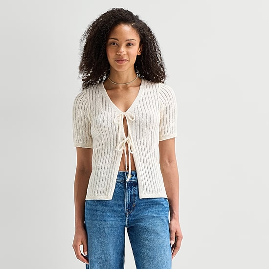 A.N.A Womens V Neck Tie Rib Knit Sweater Vest