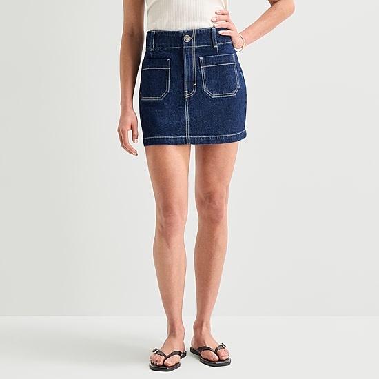 a.n.a Patch Pocket Womens Highest Rise Mini Denim Skirt