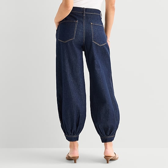 a.n.a Womens High Rise Denim Pleated Balloon Trouser