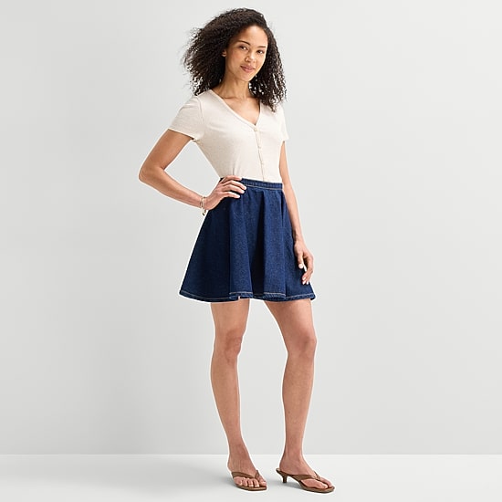 A.N.A Womens Mid Rise Denim Skirt