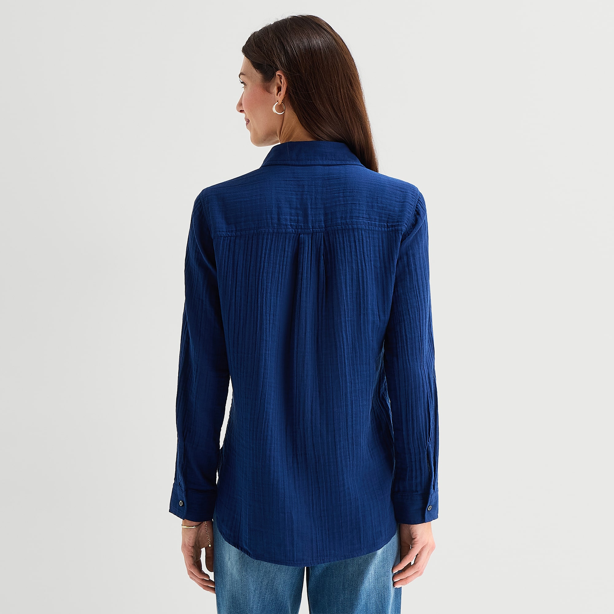 St. John's Bay Womens Long Sleeve Regular Fit Button-Down Shirt