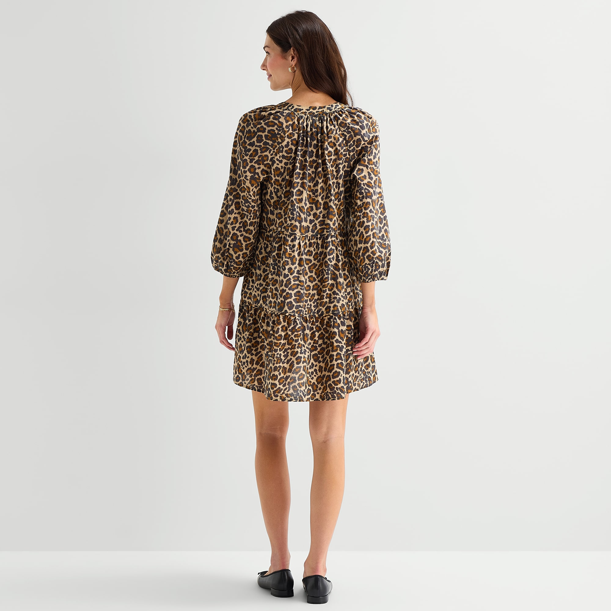 St. John's Bay Womens Split Crew Neck Long Sleeve Animal A-Line Dress