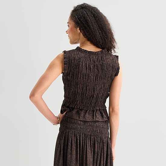 A.N.A Womens V Neck Sleeveless Peplum Top