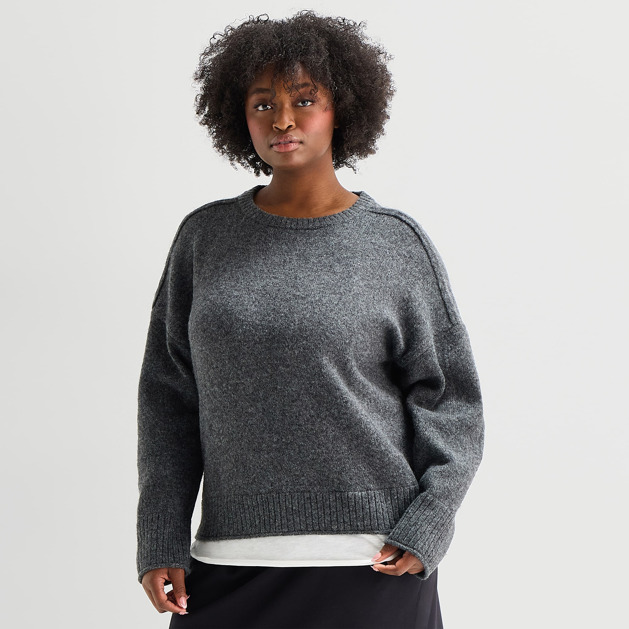 Stylus Plus Womens Crew Neck Long Sleeve Pullover Sweater