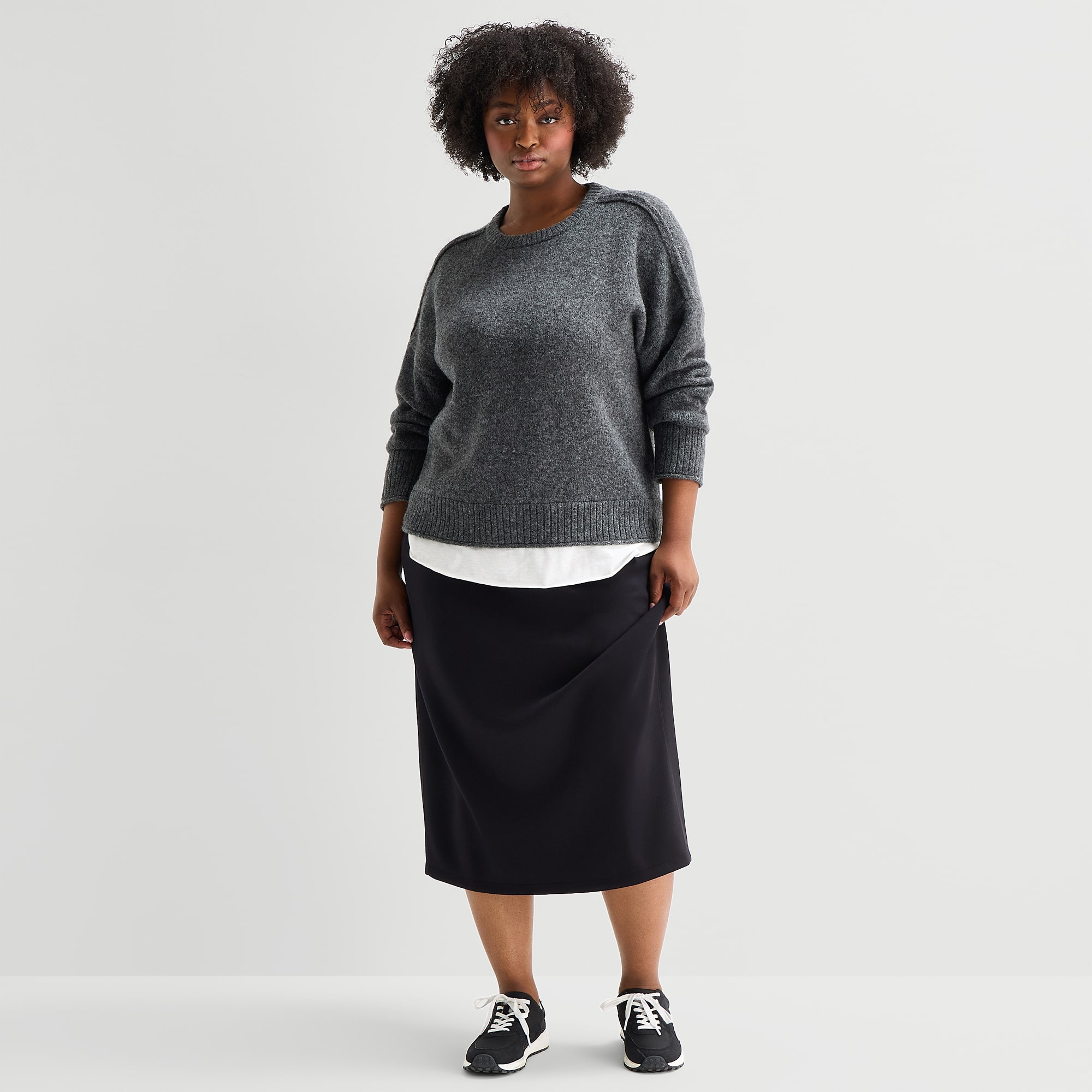 Stylus Plus Womens Crew Neck Long Sleeve Pullover Sweater