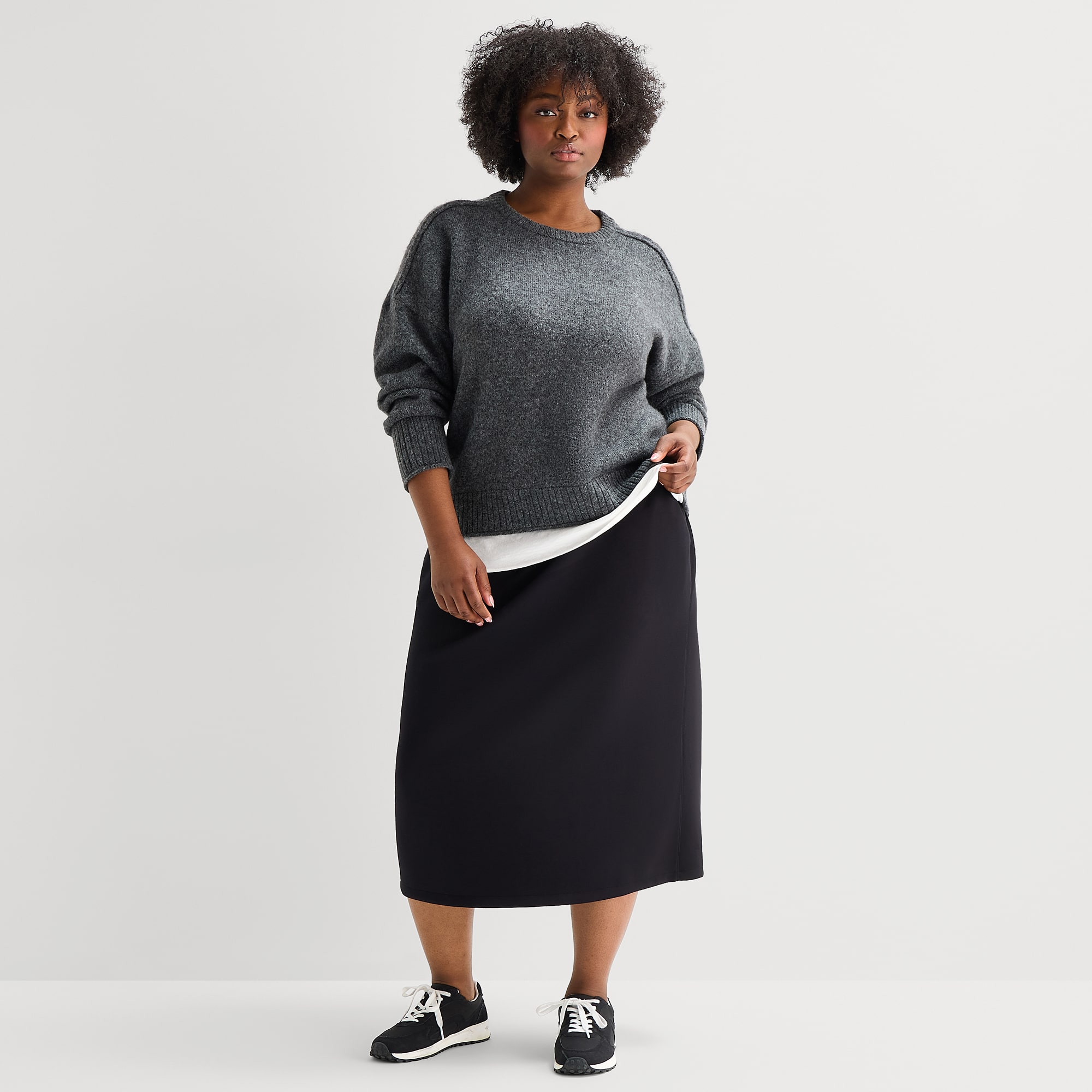 Stylus Womens Plus High Rise Midi Pencil Skirt