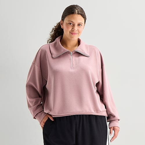 Stylus Womens Plus Long Sleeve T-shirt In Pink