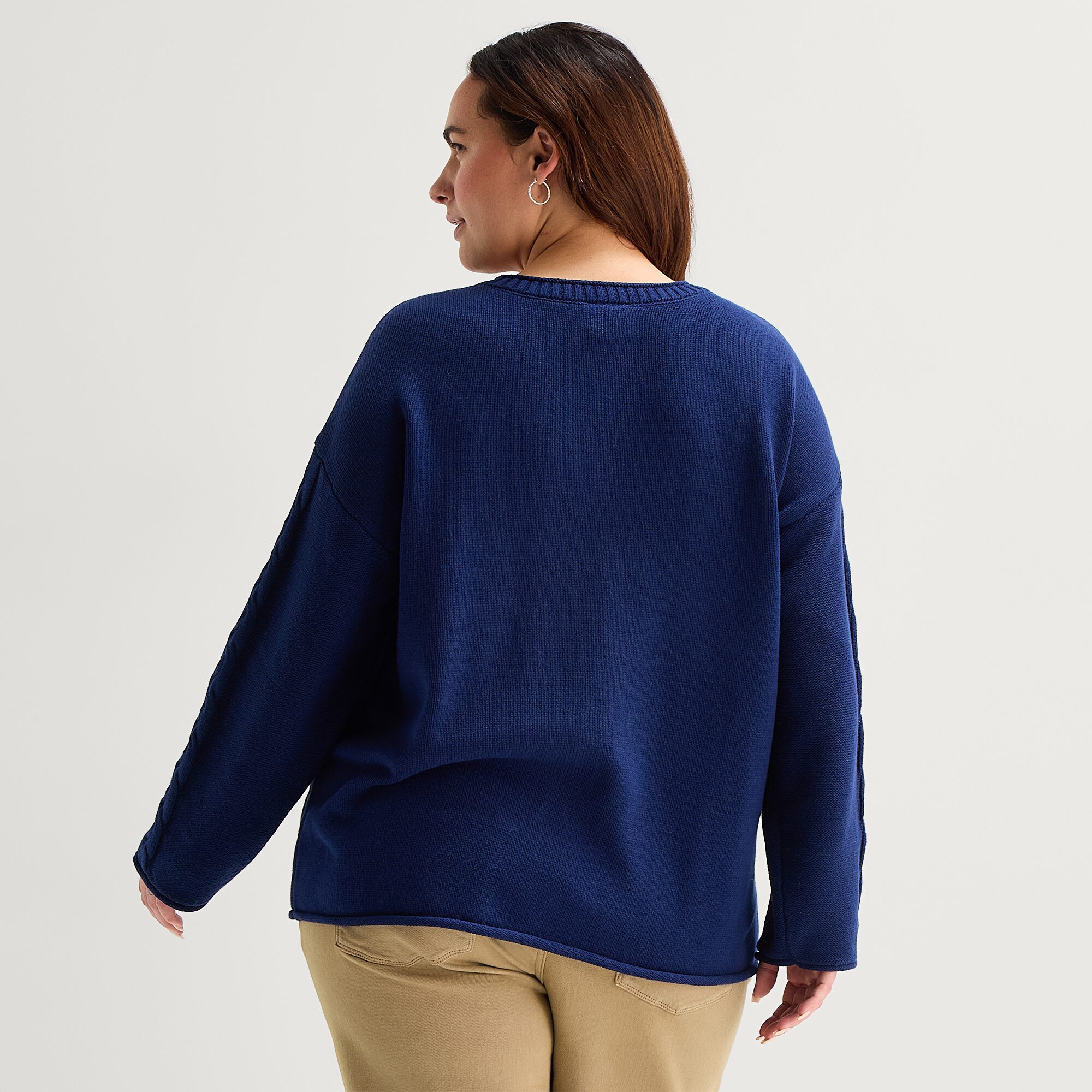 St. John's Bay Plus Womens V Neck Long Sleeve Pullover Sweater