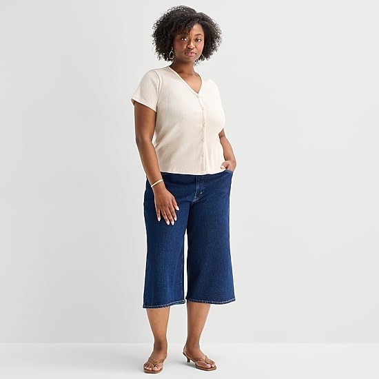 A.N.A Womens Plus Denim Culotte Jean