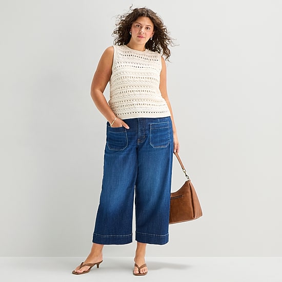 a.n.a Plus Womens Crew Neck Sleeveless Pullover Sweater
