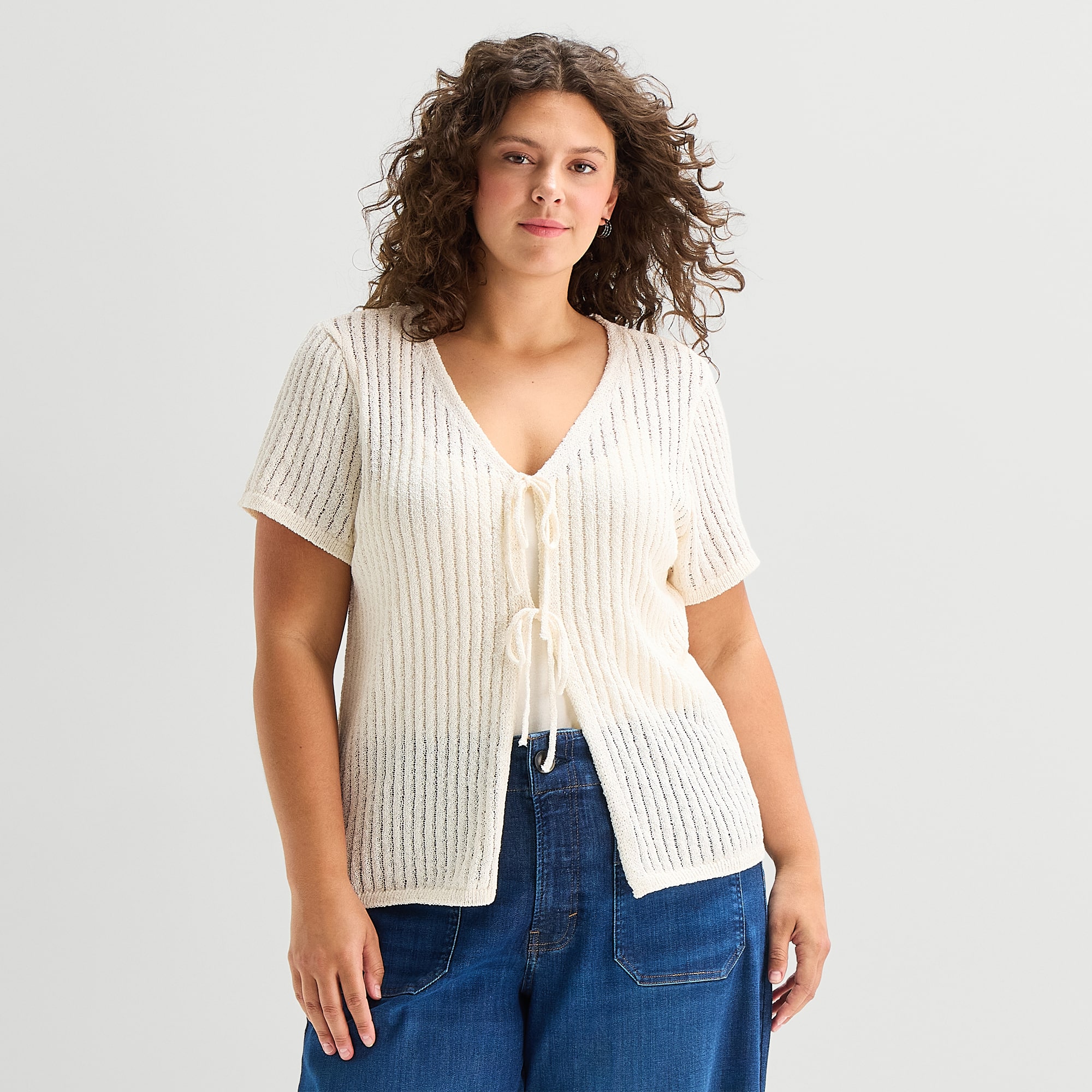 a.n.a Womens V Neck Tie Plus Sweater Vest