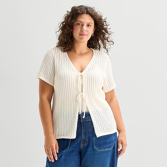 A.N.A Womens V Neck Tie Plus Sweater Vest
