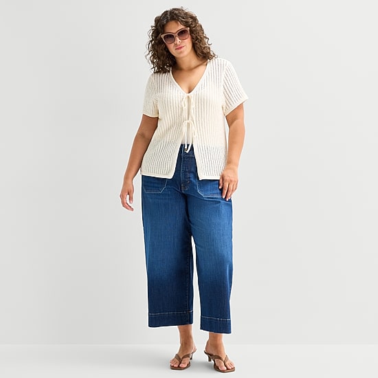 A.N.A Womens V Neck Tie Plus Sweater Vest