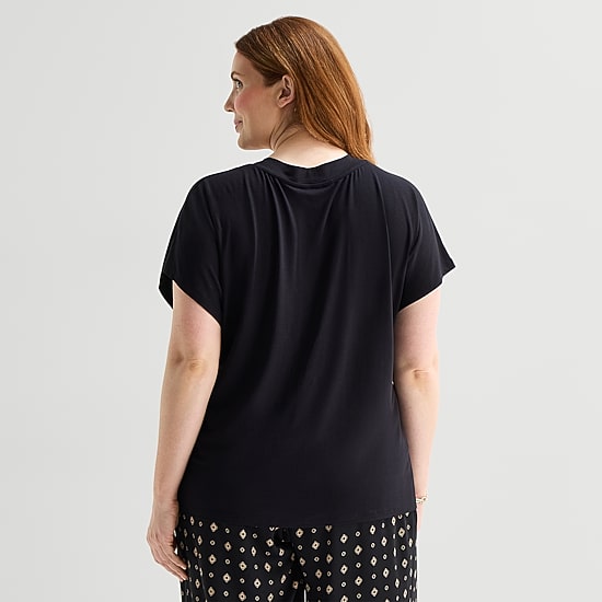 Liz Claiborne Womens Plus V Neck Short Sleeve T-Shirt