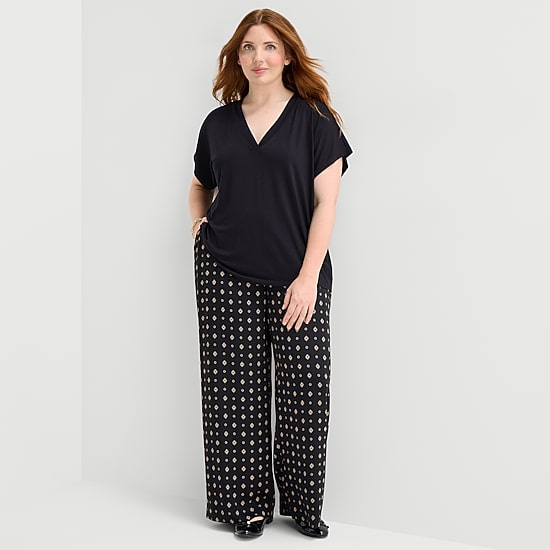Liz Claiborne Womens Plus V Neck Short Sleeve T-Shirt