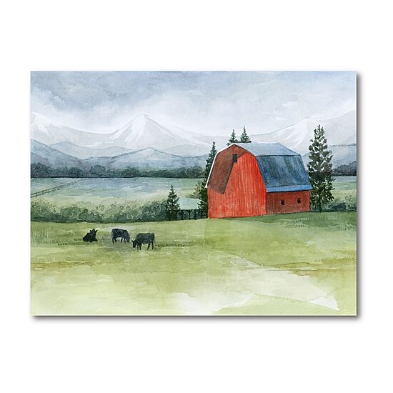 Courtside Market Red Barn In Prairie Canvas Art