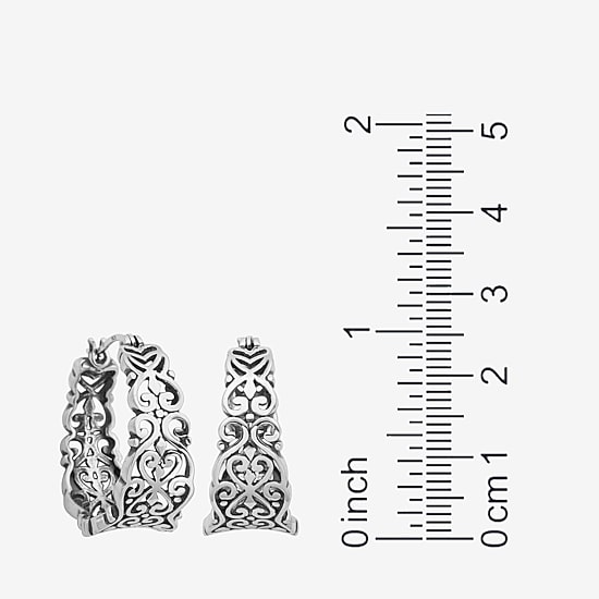 Sterling Silver Filigree Hoop Earrings