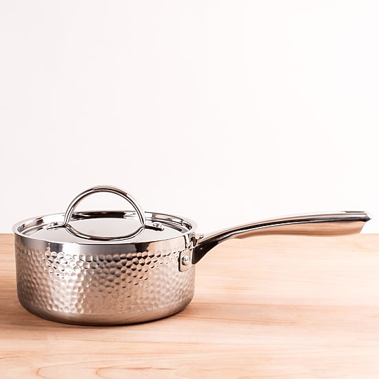 BergHOFF Tri-Ply Stainless Steel Hammered 8" Sauce Pan