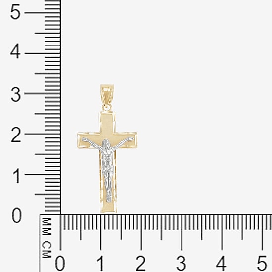 Crucifix Mens 14K Two Tone Gold Cross Pendant
