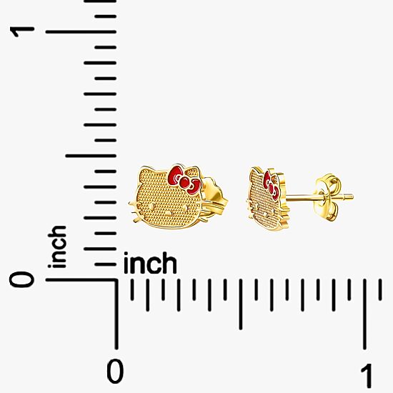 14K Gold 6mm Hello Kitty Stud Earrings
