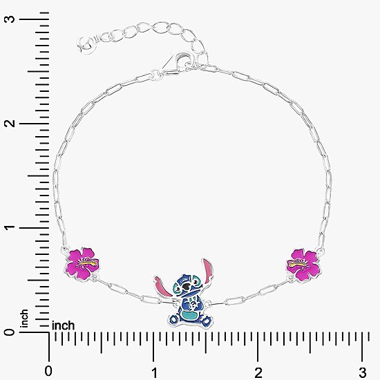 Disney Collection Girls Sterling Silver Flower Lilo & Stitch Bolo Bracelet
