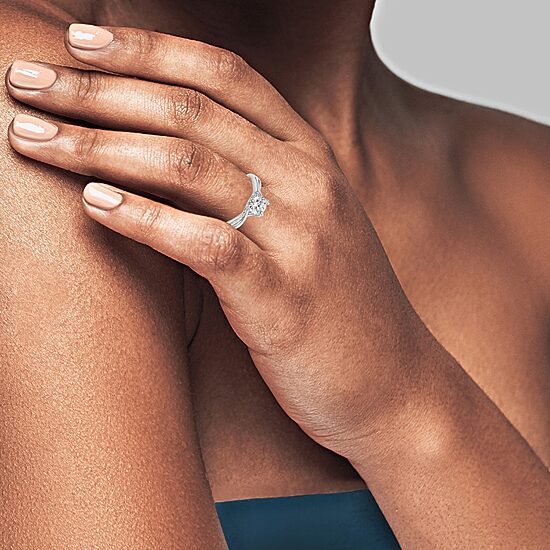 Womens 1 CT. T.W. Lab Created White Moissanite Sterling Silver Round Solitaire Engagement Ring