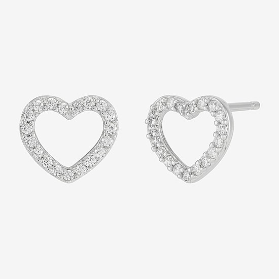Diamonart Womens Cubic Zirconia Sterling Silver Heart 3 Pair Earring Set