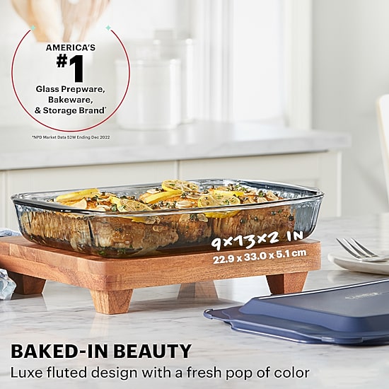 Pyrex Sculpted Tinted 3-qt. Glass Baking Dish