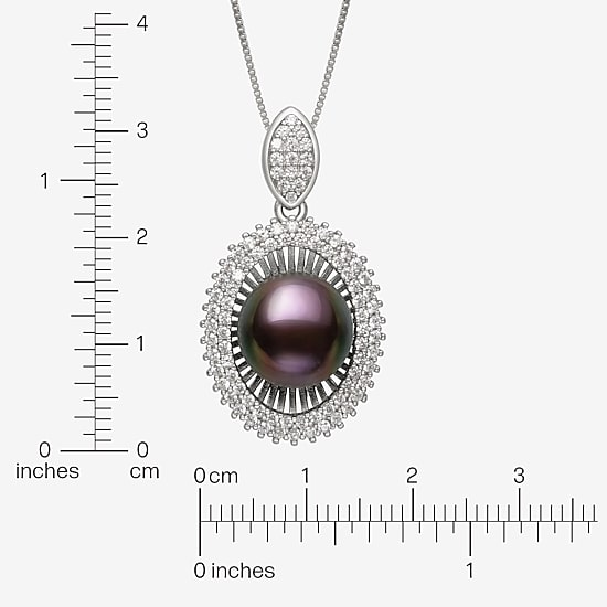 Womens Black Cultured Freshwater Pearl Sterling Silver Oval 18 Inch Pendant Necklace