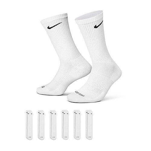 Nike Everyday Plus Cushioned Unisex 6 Pair Crew Socks, X-large, White
