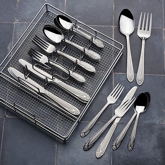 Pfaltzgraff Mirage Frost Stainless Steel 42-pc. Flatware Set with Caddy