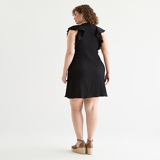 52seven Womens Plus V Neck Short Sleeve Shift Dress