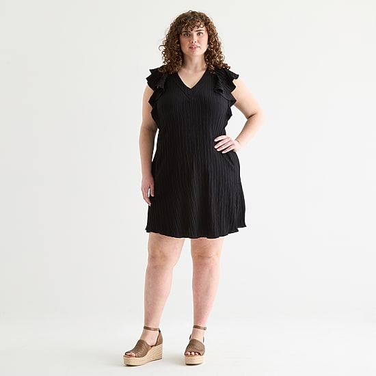 52seven Womens Plus V Neck Short Sleeve Shift Dress