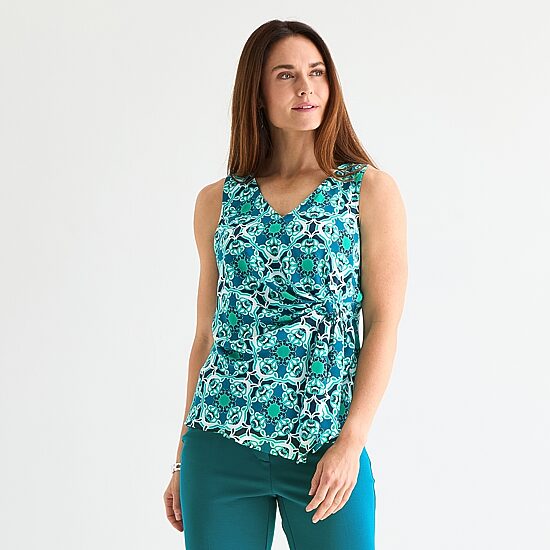 Liz Claiborne Womens V Neck Sleeveless Satin Blouse