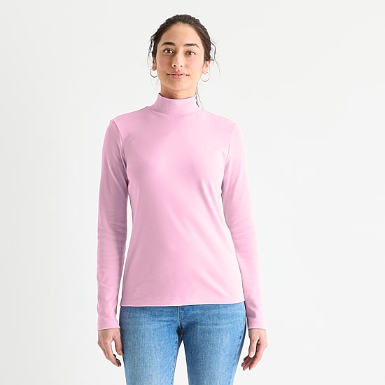 St. John's Bay Womens Mock Neck Long Sleeve T-Shirt