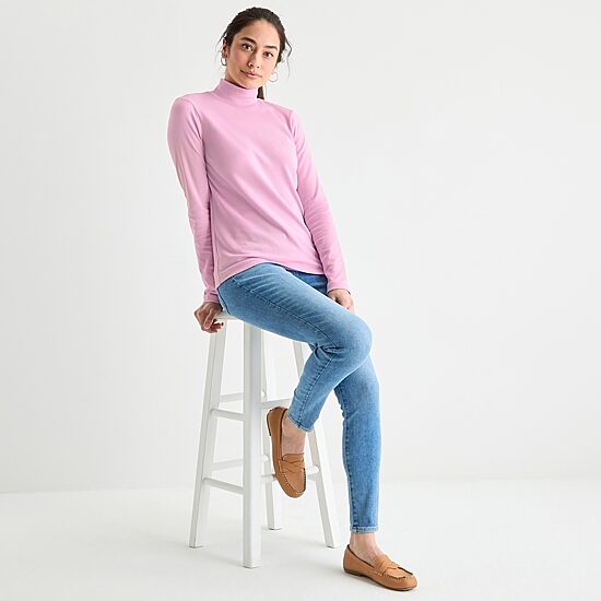 St. John's Bay Womens Mock Neck Long Sleeve T-Shirt