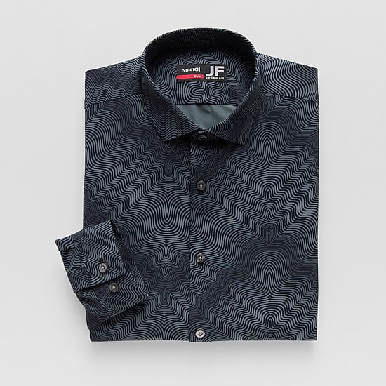 J. Ferrar 360 Stretch Performance Mens Slim Fit Wrinkle Free Long Sleeve Dress Shirt