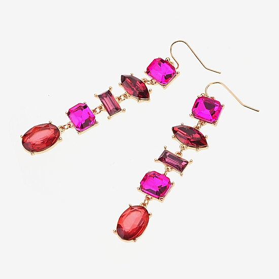 Bijoux Bar Womens Gray Glass Drop Earrings