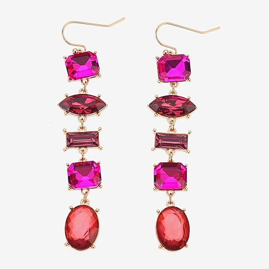 Bijoux Bar Womens Gray Glass Drop Earrings