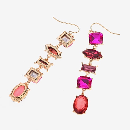 Bijoux Bar Womens Gray Glass Drop Earrings