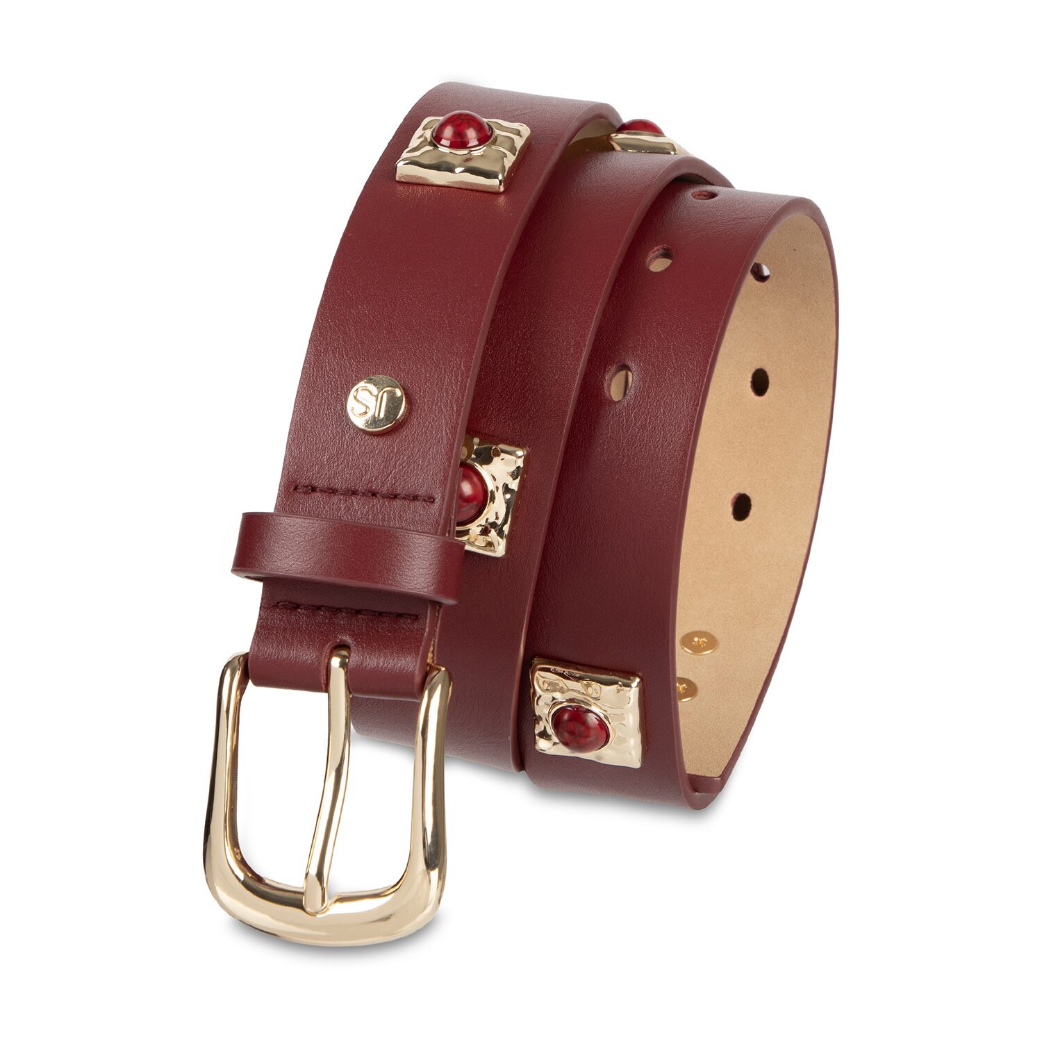 JS Jessica Simpson 1.25" Studded Strap Womens Belt