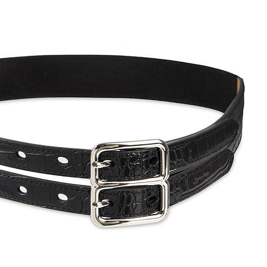 JS Jessica Simpson 2.25" Faux Double Belt Womens Belt