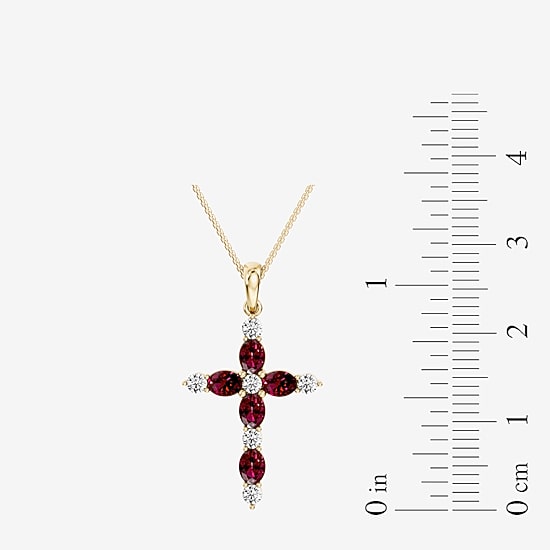Cross Womens 1/4 CT. T.W. Genuine Red Garnet 10K Gold Cross 18 Inch Pendant Necklace