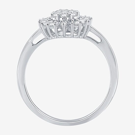Diamond Blossom (I-J / I3) Womens 1/2 CT. T.W. Natural White Diamond 10K Gold Pear Cluster Cocktail Ring