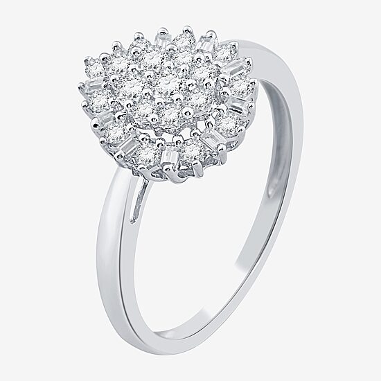 Diamond Blossom (I-J / I3) Womens 1/2 CT. T.W. Natural White Diamond 10K Gold Pear Cluster Cocktail Ring