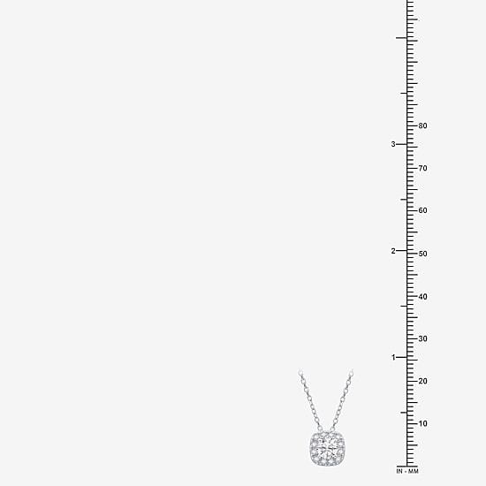 (F / Si1-Si2) Womens 1/2 CT. T.W. Lab Grown White Diamond Sterling Silver Cushion 18 Inch Pendant Necklace