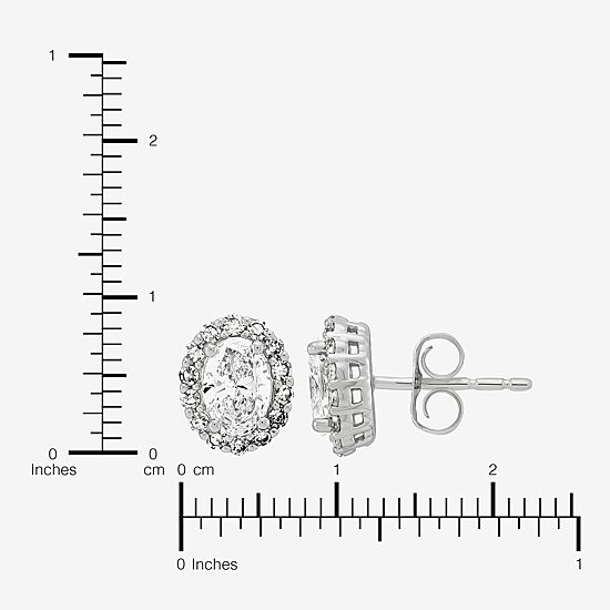 (H-I/Si1-Si2) 1 CT. T.W. Lab Grown White Diamond Sterling Silver 8.3mm Oval Stud Earrings