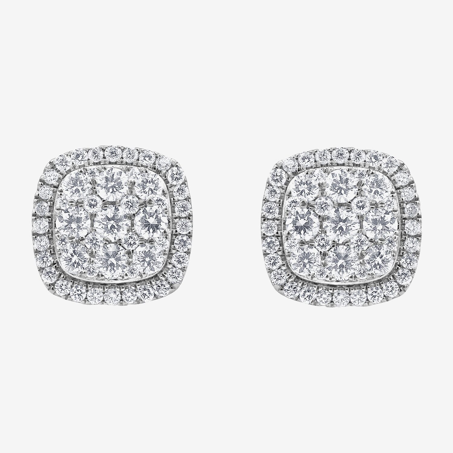 (G/Si1-Si2) 1 CT. T.W. Lab Grown White Diamond Sterling Silver 10mm Cushion Stud Earrings
