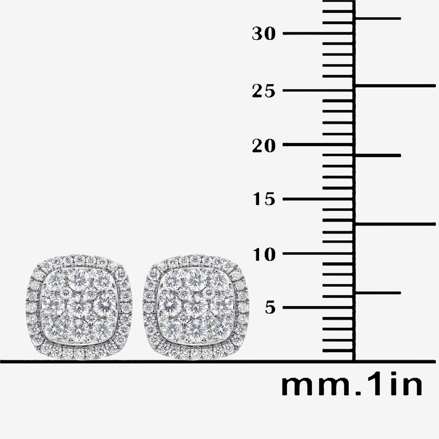 (G/Si1-Si2) 1 CT. T.W. Lab Grown White Diamond Sterling Silver 10mm Cushion Stud Earrings