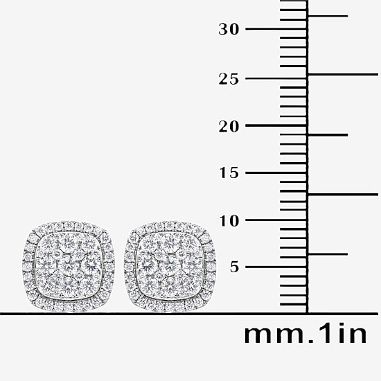 (G/Si1-Si2) 1 CT. T.W. Lab Grown White Diamond Sterling Silver 10mm Cushion Stud Earrings